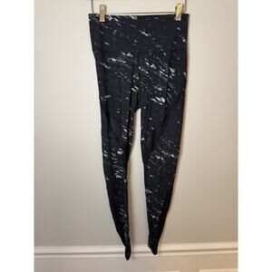 Varley High Waisted Leggings Black Marble Shear Panels Sz S